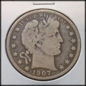 1907 Silver Barber Half Dollar