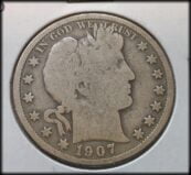 1907-D Silver Barber Half Dollar