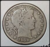 1908-D Silver Barber Half Dollar