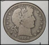 1908-O Silver Barber Half Dollar