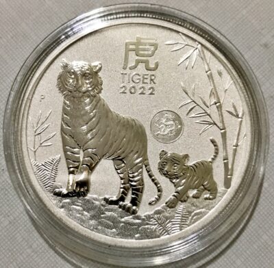 2022 Australian 1 oz Silver Lunar Tiger W/Dragon Privy