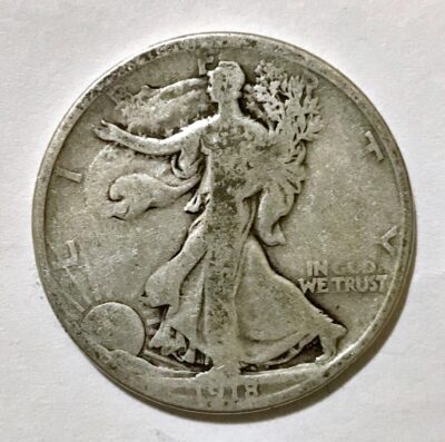 1918-D Silver Walking Liberty Half Dollar - Good