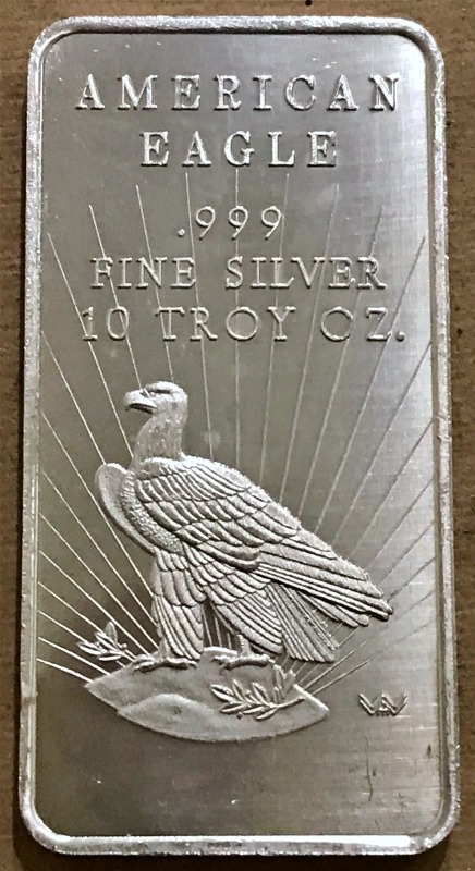 1984 World Wide Mint Vintage Silver Eagle 10 oz .999 Silver Bar