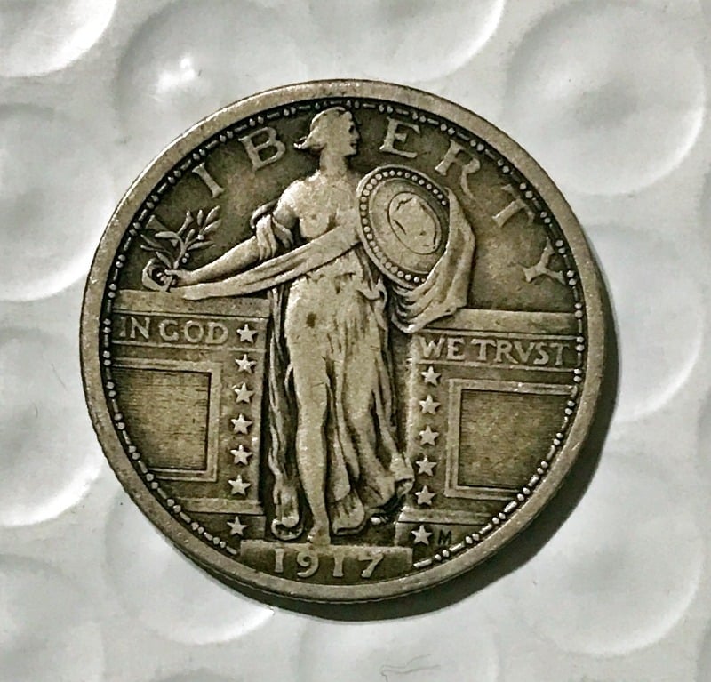アイソ様(フルヘッド) アメリカ　スタンディングリバティ　25セント銀貨1917 1917 Type I Silver Standing Liberty Quarter - Collectible Investors