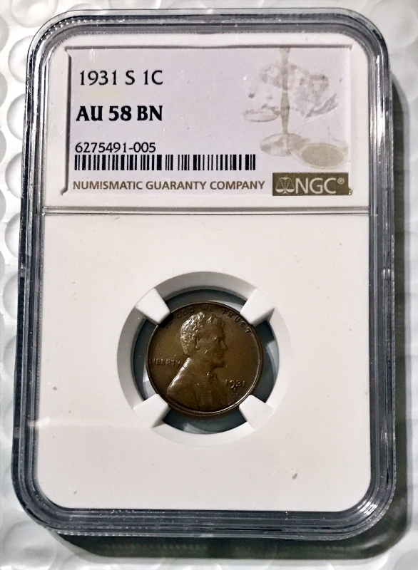 1931-S US Lincoln Cent - NGC AU58