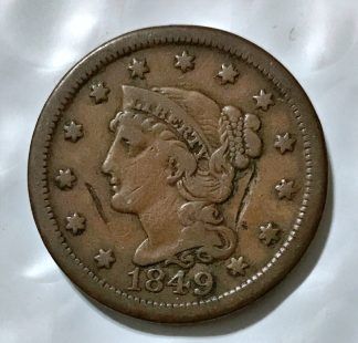 1849 Braided Hair Liberty Head Large Cent - F Details