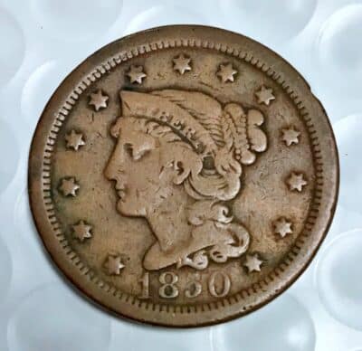 1850 Braided Hair Liberty Head Large Cent - VF