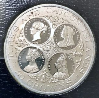1976 Turks and Caicos Silver 20 Crowns