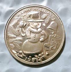 1988 Silver Snowman Round - Holiday Collectible